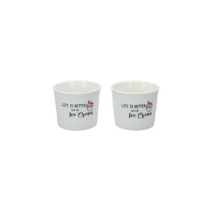 2-Piece Porcelain Ice Cream Bowl and Spoon White 2-Piece Porcelain Ice Cream Bowl and Spoon White